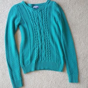 Teal cable knit sweater